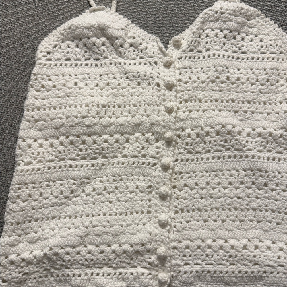 Sezane White Crochet Top